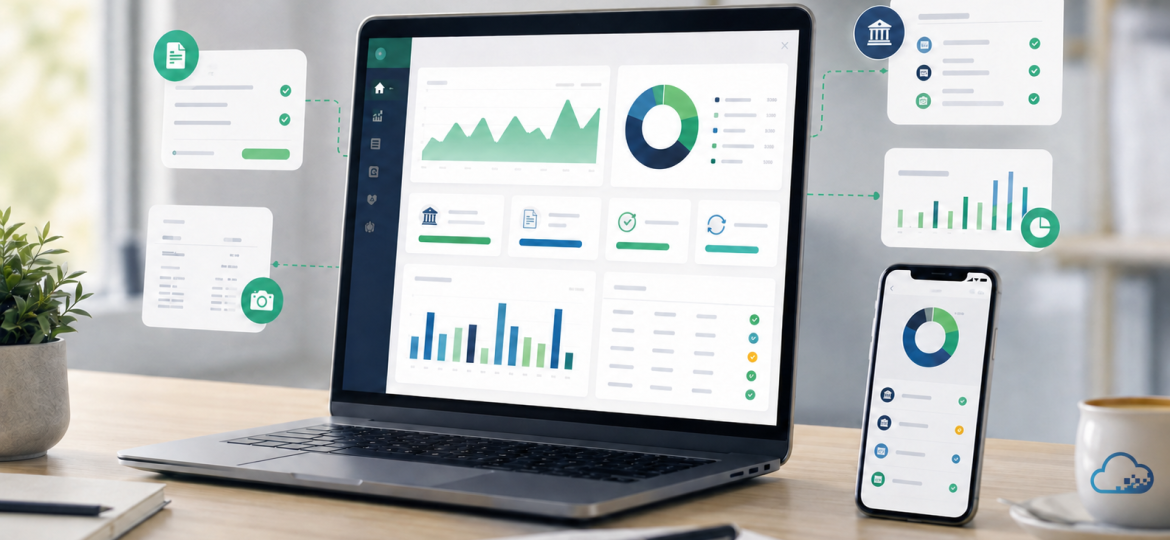 Tableau de bord illustrant les nouvelles fonctionnalités de QuickBooks en 2023